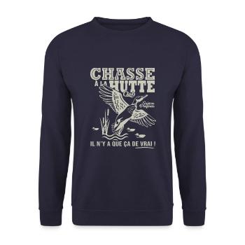 chasse à la hutte cadeau humour cool chasseur - Sweat-shirt Unisexe - marine - Devant - Alina (178cm) & Michal (187cm)