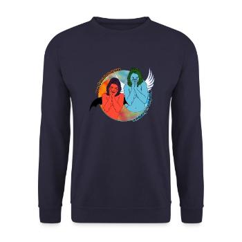 Good girls go to heaven, bad girls go everywhere - Unisex Sweatshirt - navy - Front - Alina (178cm) & Michal (187cm)