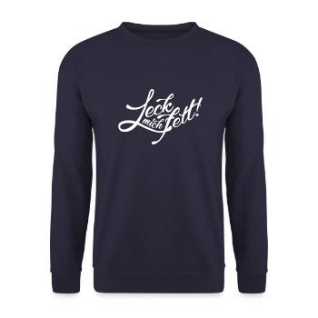 Leck mich fett! - Unisex Pullover - Navy - Vorne - Alina (178cm) & Michal (187cm)