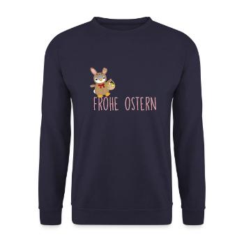 Frohe Ostern - Unisex Pullover - Navy - Vorne - Alina (178cm) & Michal (187cm)