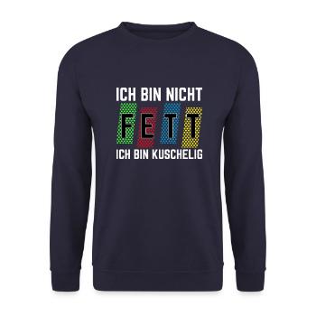 Ich bin nicht fett ich bin kuschelig - Unisex Pullover - Navy - Vorne - Alina (178cm) & Michal (187cm)