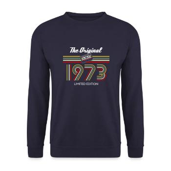 Original 1973 Born 1973 - Unisex Sweatshirt - navy - Front - Alina (178cm) & Michal (187cm)