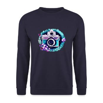 Photographer Funny Photographing Camera Photographers - Unisex Sweatshirt - navy - Front - Alina (178cm) & Michal (187cm)