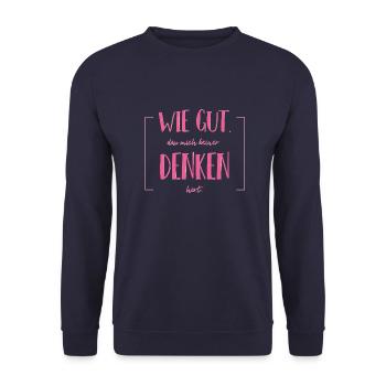 Wie gut, dass mich keiner denken hört - Unisex Pullover - Navy - Vorne - Alina (178cm) & Michal (187cm)