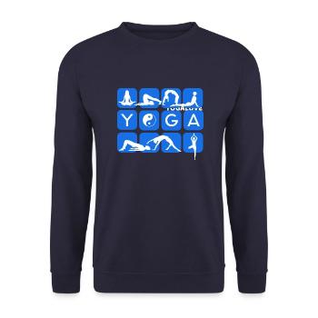 I love yoga chakra om symbol - Unisex Sweatshirt - navy - Front - Alina (178cm) & Michal (187cm)