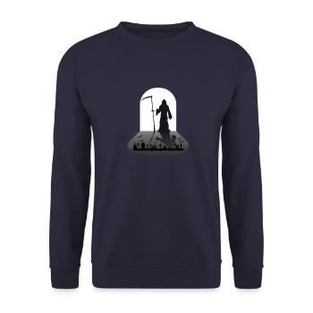 Sensenmann Grim Reaper - Unisex Pullover - Navy - Vorne - Alina (178cm) & Michal (187cm)