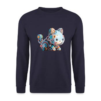 Chat Robot Abstrait Coloré - Sweat-shirt Unisexe - marine - Devant - Alina (178cm) & Michal (187cm)