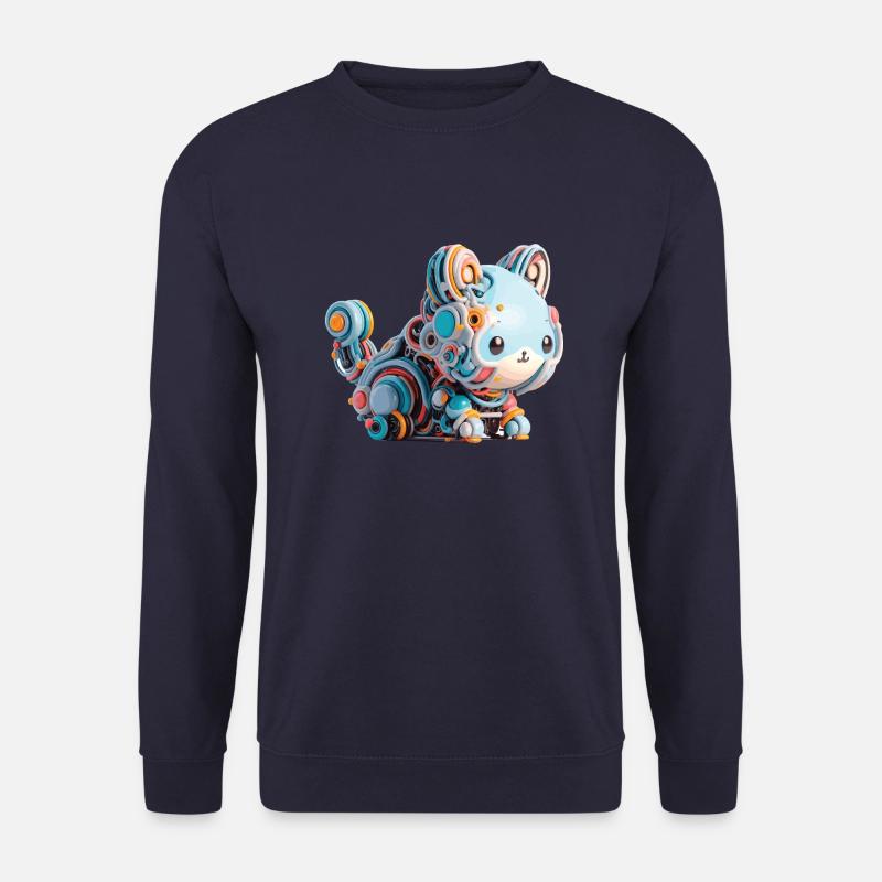 Bunte abstrakte Roboterkatze - Unisex Pullover - Navy