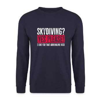 Conception de la fièvre de Sky Plunge. Cadeau d’adrénaline parfait - Sweat-shirt Unisexe - marine - Devant - Alina (178cm) & Michal (187cm)