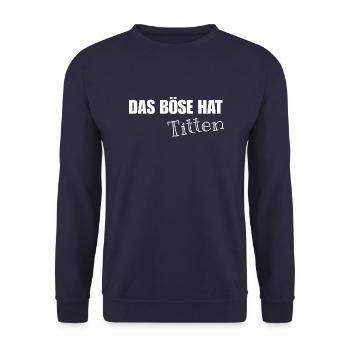 Das Böse hat Titten - Unisex Pullover - Navy - Vorne - Alina (178cm) & Michal (187cm)