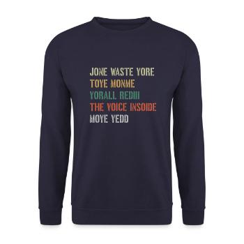 JONE WASTE YORE TOYE MONME YORALL REDIII THE VOICE - Unisex Pullover - Navy - Vorne - Alina (178cm) & Michal (187cm)