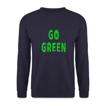 Go Green typo - Unisex Sweatshirt - navy - Front - Alina (178cm) & Michal (187cm)