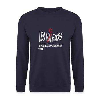 LES VALEURS DE LA REPUBLIQUE - Sweat-shirt Unisexe - marine - Devant - Alina (178cm) & Michal (187cm)