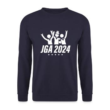 Junggesellen Abschied 2024 - Unisex Pullover - Navy - Vorne - Alina (178cm) & Michal (187cm)