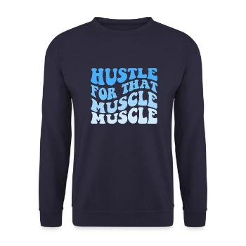 Hustle For That Muscle Muscle - Unisex Pullover - Navy - Vorne - Alina (178cm) & Michal (187cm)