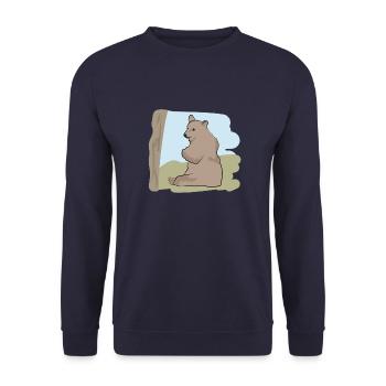 Illustriertes Design mit Bär - Unisex Pullover - Navy - Vorne - Alina (178cm) & Michal (187cm)