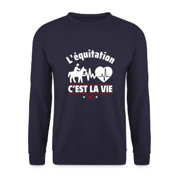 l équitation c est la vie,Cheval,Poney,Sport - Sweat-shirt Unisexe - marine - Devant - Alina (178cm) & Michal (187cm)