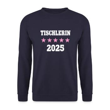 Tischlerin 2025 Arbeit Ausbildung Lehre Tischler - Unisex Pullover - Navy - Vorne - Alina (178cm) & Michal (187cm)