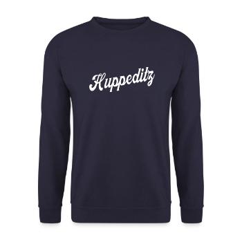 Westerwald Spruch Geschenk - Hui Wäller - Unisex Pullover - Navy - Vorne - Alina (178cm) & Michal (187cm)