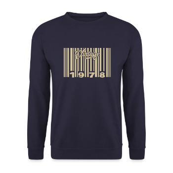 Vintage 1978 Barcode 1978: Year 2025. - Unisex Sweatshirt - navy - Front - Alina (178cm) & Michal (187cm)