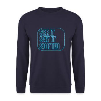SEE IT SAY IT SORTED - Unisex Sweatshirt - navy - Front - Alina (178cm) & Michal (187cm)