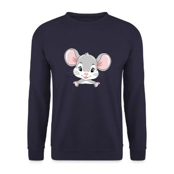 Cute peeking baby mouse - Unisex Sweatshirt - navy - Front - Alina (178cm) & Michal (187cm)