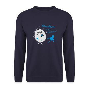 Kleckern statt klotzen - Unisex Pullover - Navy - Vorne - Alina (178cm) & Michal (187cm)