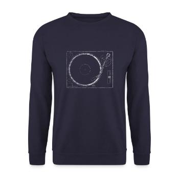 Technics DJ Turntable White - Unisex Pullover - Navy - Vorne - Alina (178cm) & Michal (187cm)