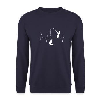 Heartbeat Angler 3 blanc - Sweat-shirt Unisexe - marine - Devant - Alina (178cm) & Michal (187cm)