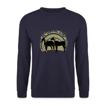 Les chevaux - Sweat-shirt Unisexe - marine - Devant - Alina (178cm) & Michal (187cm)