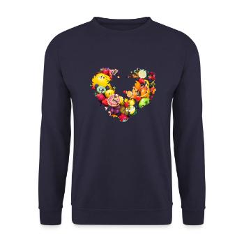 heart, fruit, fruit heart, colorful, apples, cuisine - Unisex Sweatshirt - navy - Front - Alina (178cm) & Michal (187cm)