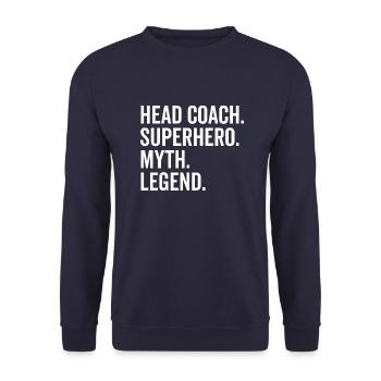 Head Coach Superhero Myth Legend - Unisex Sweatshirt - navy - Front - Alina (178cm) & Michal (187cm)
