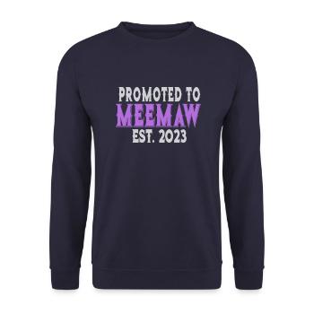 Promoted To Meemaw Est 2023 Soon To Be Grandma - Unisex Sweatshirt - navy - Front - Alina (178cm) & Michal (187cm)