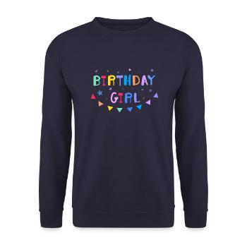 TYPO DE FILLE D’ANNIVERSAIRE - Sweat-shirt Unisexe - marine - Devant - Alina (178cm) & Michal (187cm)