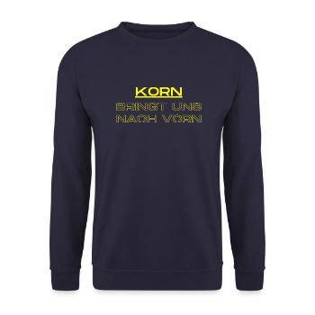 Korn bringt uns nach vorn! - Unisex Pullover - Navy - Vorne - Alina (178cm) & Michal (187cm)
