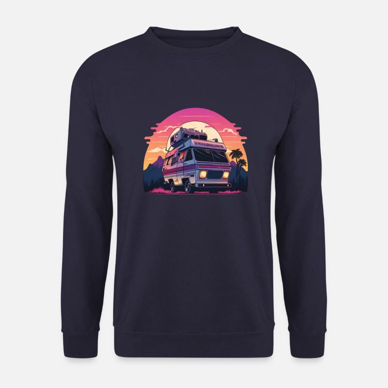 Synthwave Camper sunset - Unisex Pullover - Navy
