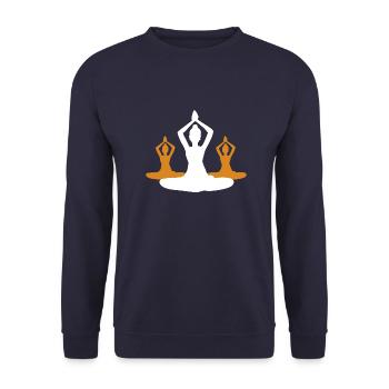 10 Sukhasana ou yoga agréable | Blanc - Sweat-shirt Unisexe - marine - Devant - Alina (178cm) & Michal (187cm)