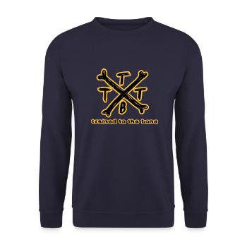 trained to the bone Crossbones Bodybuilding orange - Unisex Sweatshirt - navy - Front - Alina (178cm) & Michal (187cm)