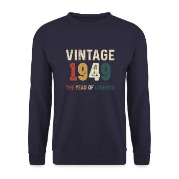 75 Years Old Vintage 1949 75th Birthday - Unisex Sweatshirt - navy - Front - Alina (178cm) & Michal (187cm)