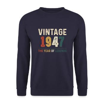 77 Years Old Vintage 1947 77th Birthday - Unisex Sweatshirt - navy - Front - Alina (178cm) & Michal (187cm)