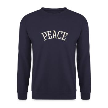 Slogan Paix et Amour - Frieden - Sweat-shirt Unisexe - marine - Devant - Alina (178cm) & Michal (187cm)