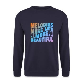 Melodies Make Life More Beautiful Music - Unisex Pullover - Navy - Vorne - Alina (178cm) & Michal (187cm)