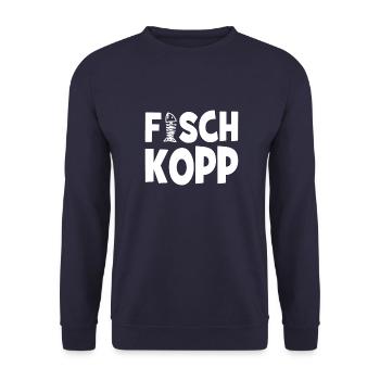 Fischkopp Fisch Fischkopf Küste Angler Fischer - Unisex Pullover - Navy - Vorne - Alina (178cm) & Michal (187cm)