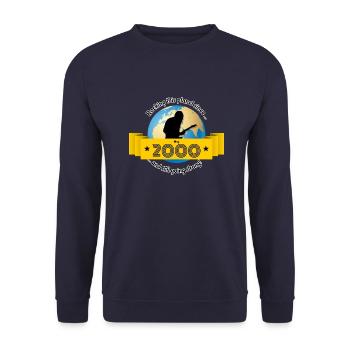 25. Geburtstag Rocking this planet since 05/2000 - Unisex Pullover - Navy - Vorne - Alina (178cm) & Michal (187cm)