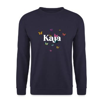 KAJA- Beau nom de fille avec des papillons - Sweat-shirt Unisexe - marine - Devant - Alina (178cm) & Michal (187cm)