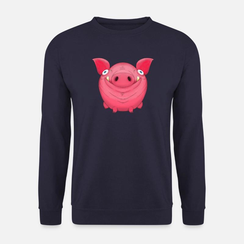 Niedliches rundes Cartoon-Schweinchen - Unisex Pullover - Navy