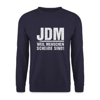 JDM Menschen scheiße - Unisex Pullover - Navy - Vorne - Alina (178cm) & Michal (187cm)