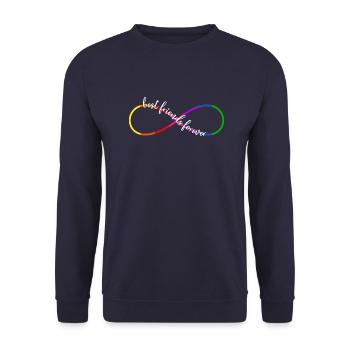 Beste Freunde Unendlichkeitssymbol Regenbogen - Unisex Pullover - Navy - Vorne - Alina (178cm) & Michal (187cm)
