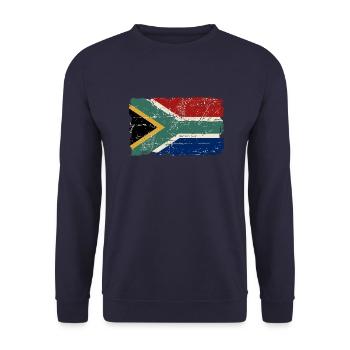 South Africa Flag - Vintage Look - Unisex Pullover - Navy - Vorne - Alina (178cm) & Michal (187cm)