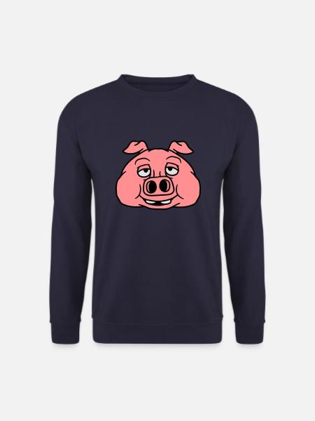 kopf gesicht groß dick fett schwein eber ferkel co - Unisex Pullover - Navy